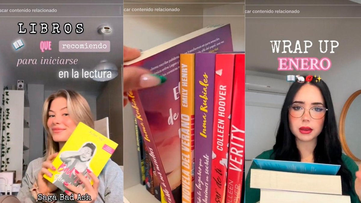 Imagen de varios vídeos de BookTok recomendado libros.