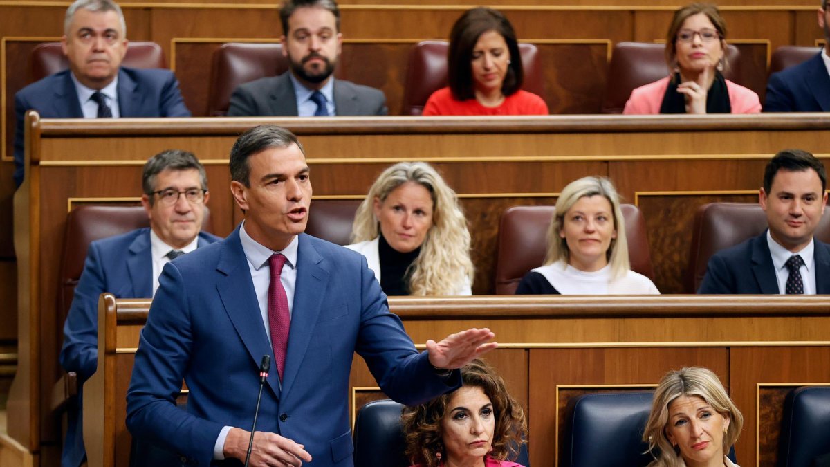 El presidente, Pedro Sánchez, en el Congreso de los Diputados.