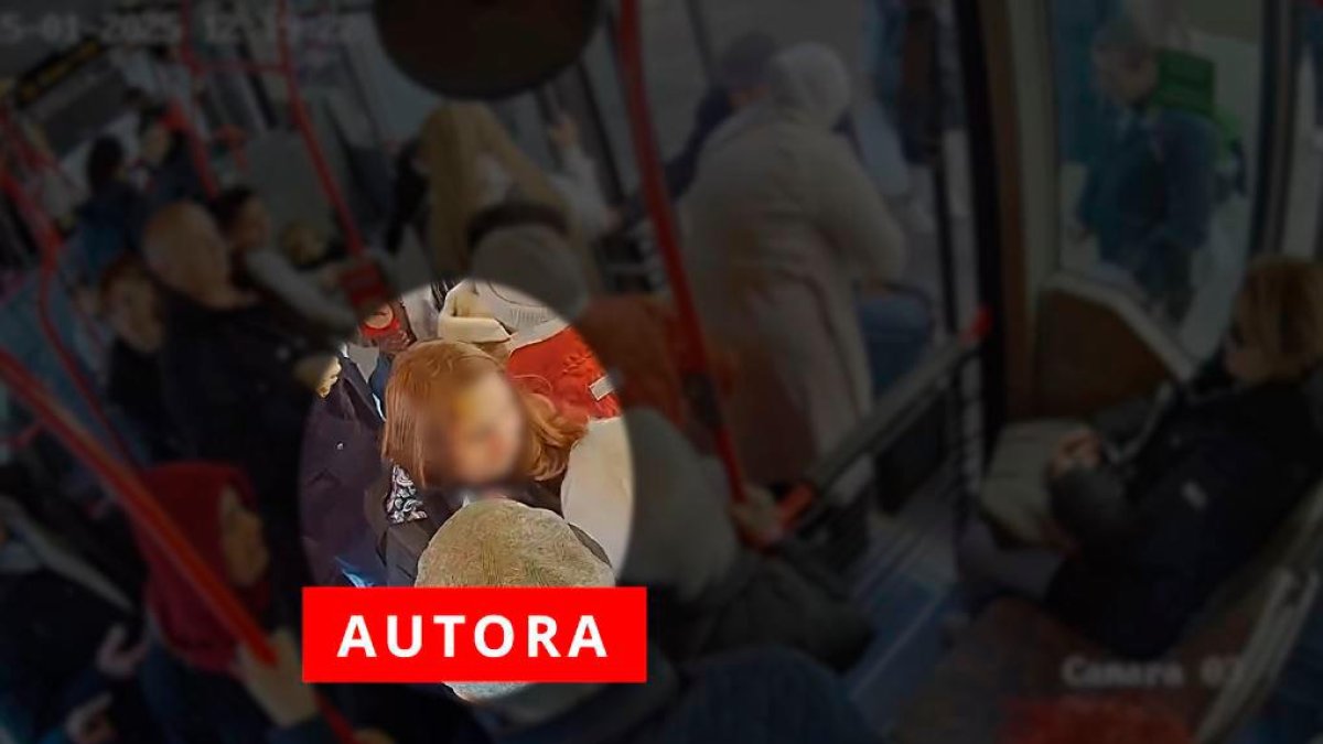 Imagen de la ladrona durante un intento de robo en un autobús de Tarragona.