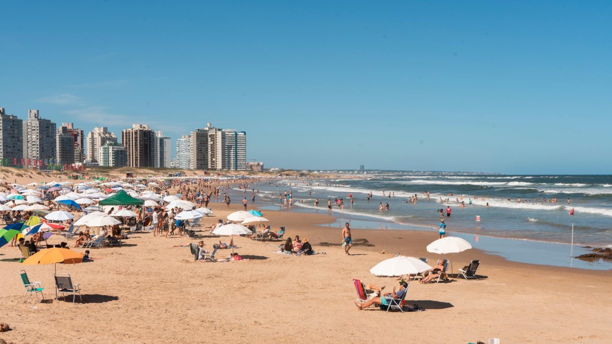 Turistas en la playa.