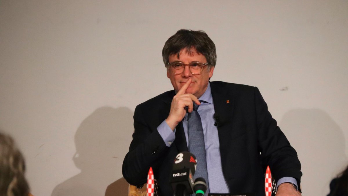 L’expresident i líder de Junts, Carles Puigdemont, en la presentació de dos llibres a Brussel·les.