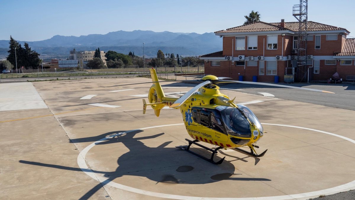 L’helicòpter d’emergències, aquesta setmana a Móra d’Ebre.