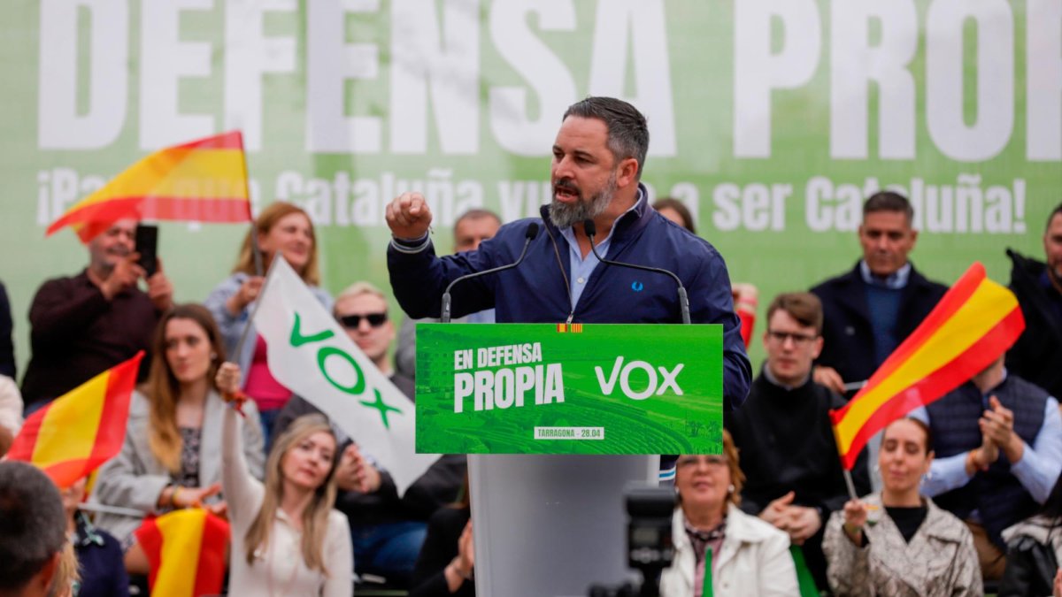 Santiago Abascal, durante el mitin en Bonavista.