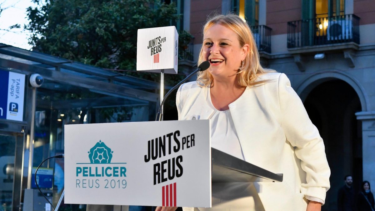 Caelles, durant un acte de Junts per Reus.