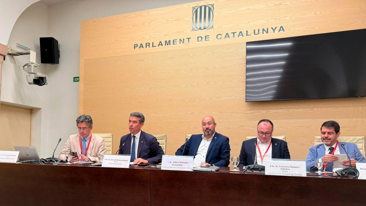 Los alcaldes en la Comissió Territorial del Parlament.