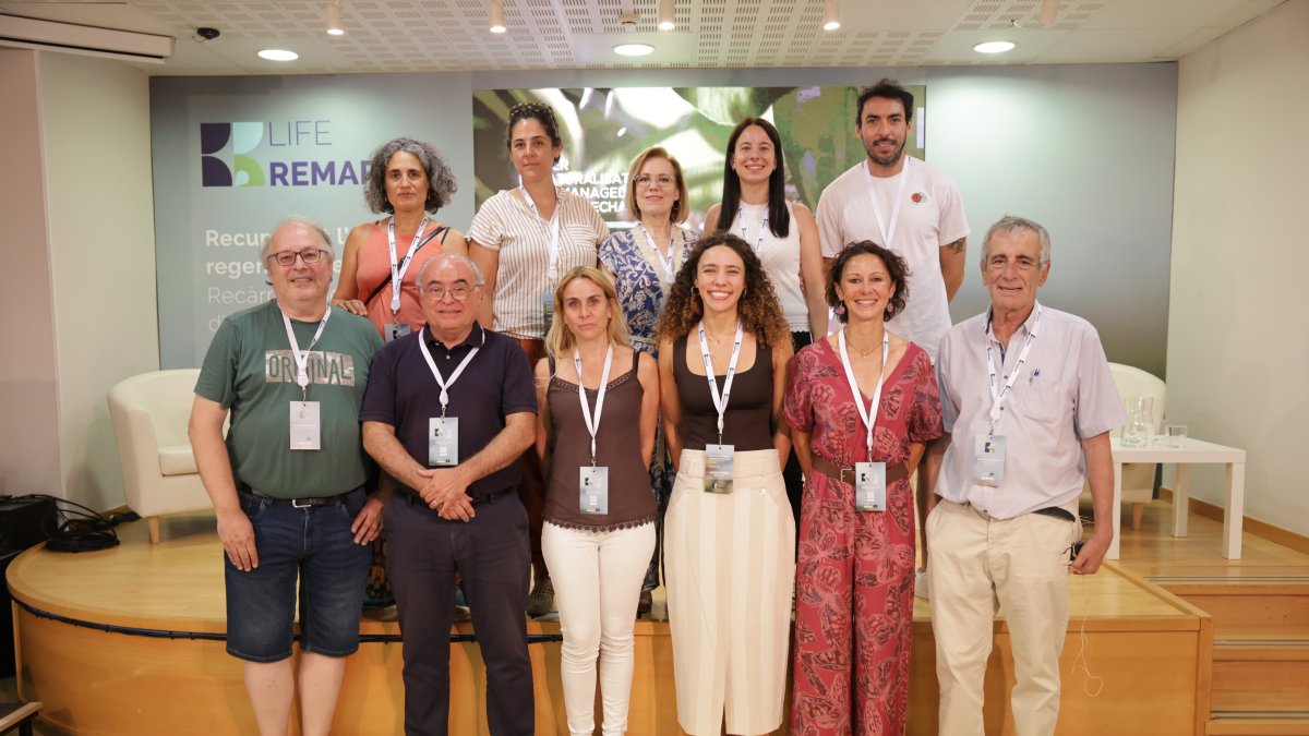 Los artífices del proyecto Life Remar, este 2 de julio durante la jornada 'Recuperant l'aigua, regenerant el futur. Recàrrega sostenible d'aqüífers', en Cambrils
