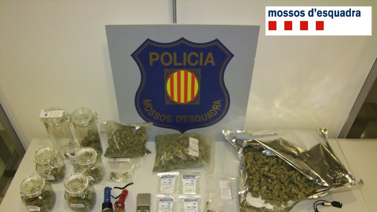 Material decomissat pels Mossos en el registre.