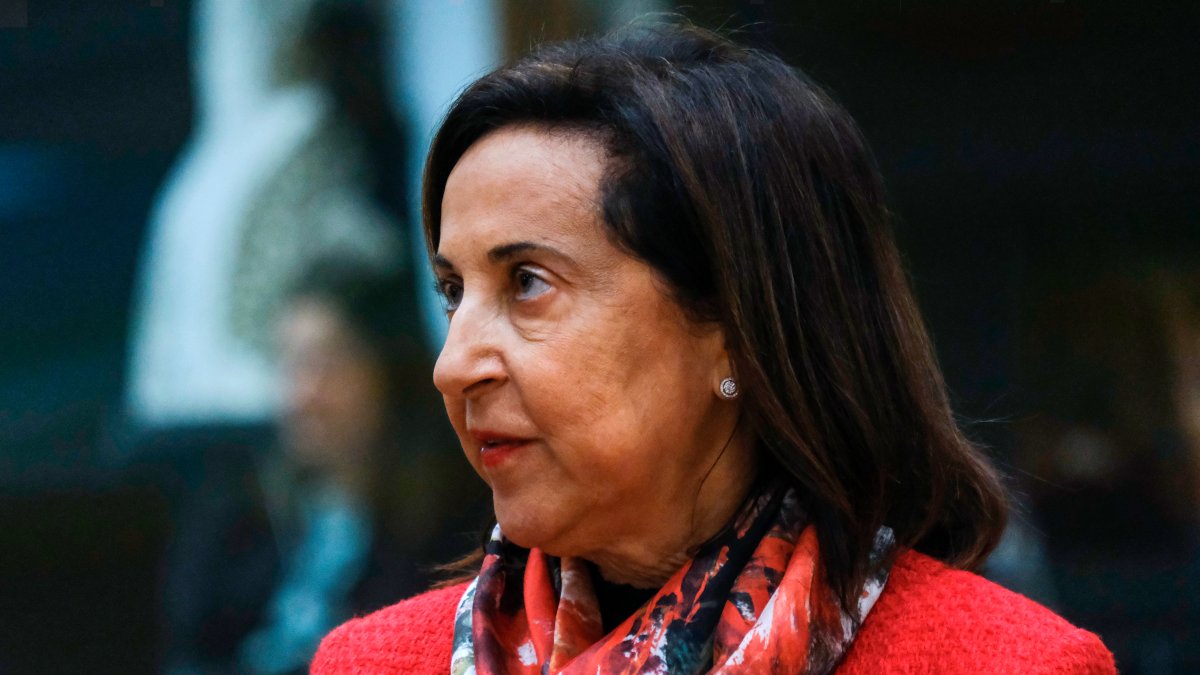 La ministra de Defensa del gobierno español, Margarita Robles, durante una reunión en Bruselas