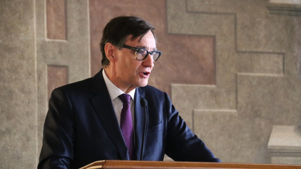 El president de la Generalitat, Salvador Illa, durante su discurso en la inauguración de la exposición sobre Montserrat en Roma