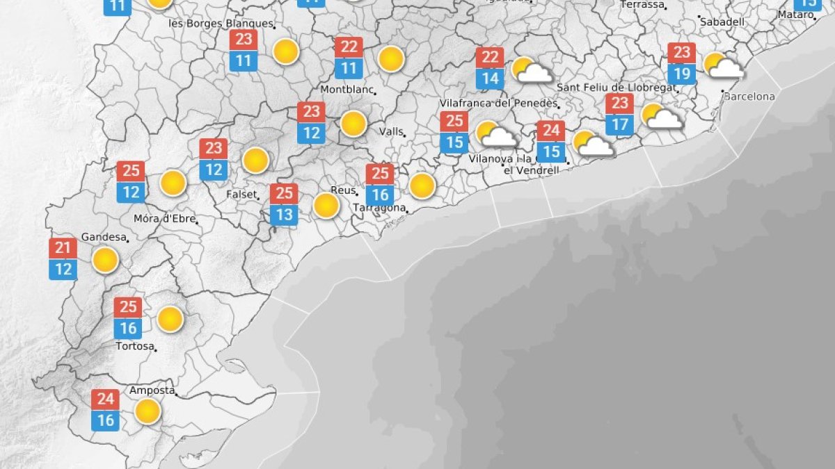 La previsió meteorològica per aquest diumenge.