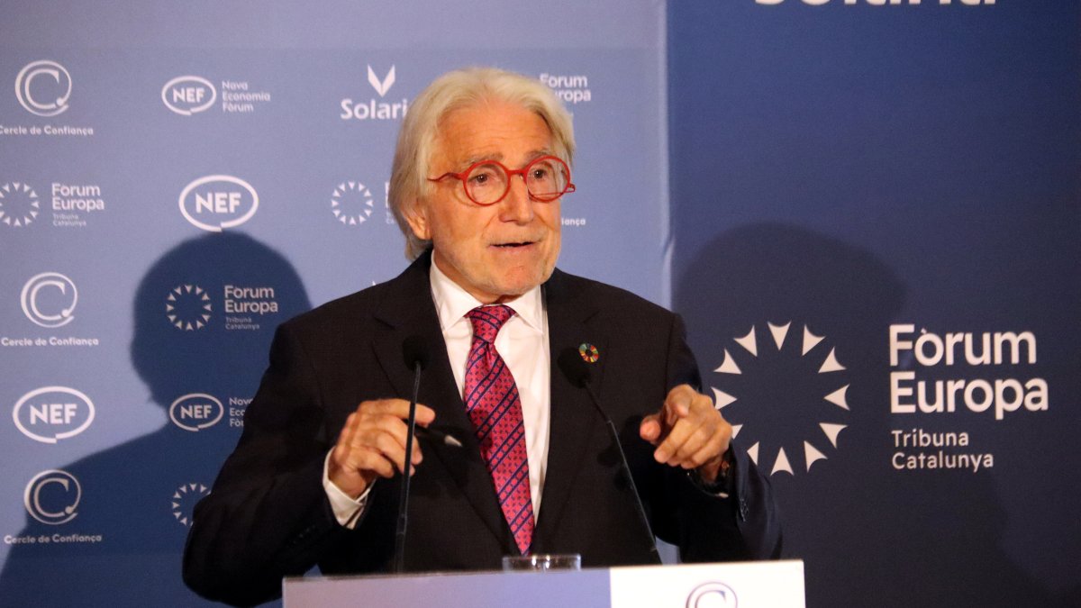 Josep Sánchez-Llibre, presidente de Foment del Treball, durante su intervención.