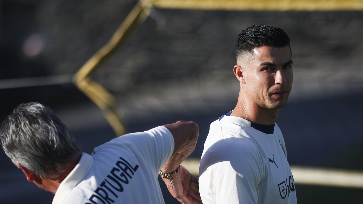 Imagen de Cristiano Ronaldo durante un entreno con la selección de Portugal