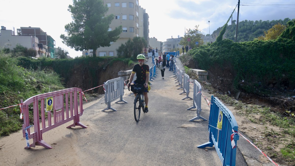 Pas del barranc del Solito, afectat pels aiguats.