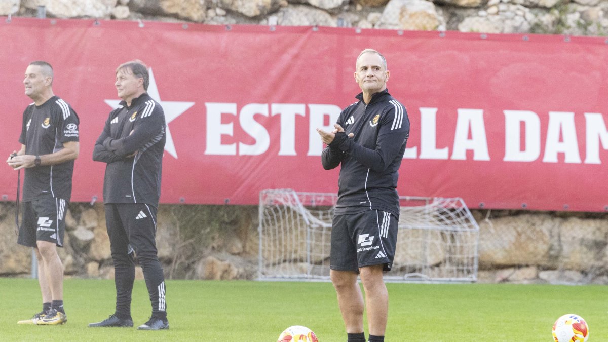 Manjarín en un entrenamiento con el Nàstic esta semana.