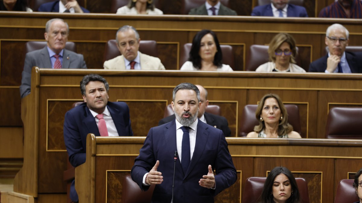 El líder de Vox, Santiago Abascal, aquest dimecres al Congrés