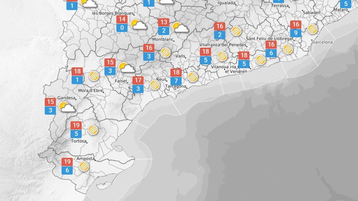 La previsió meteorològica per aquest diumenge.