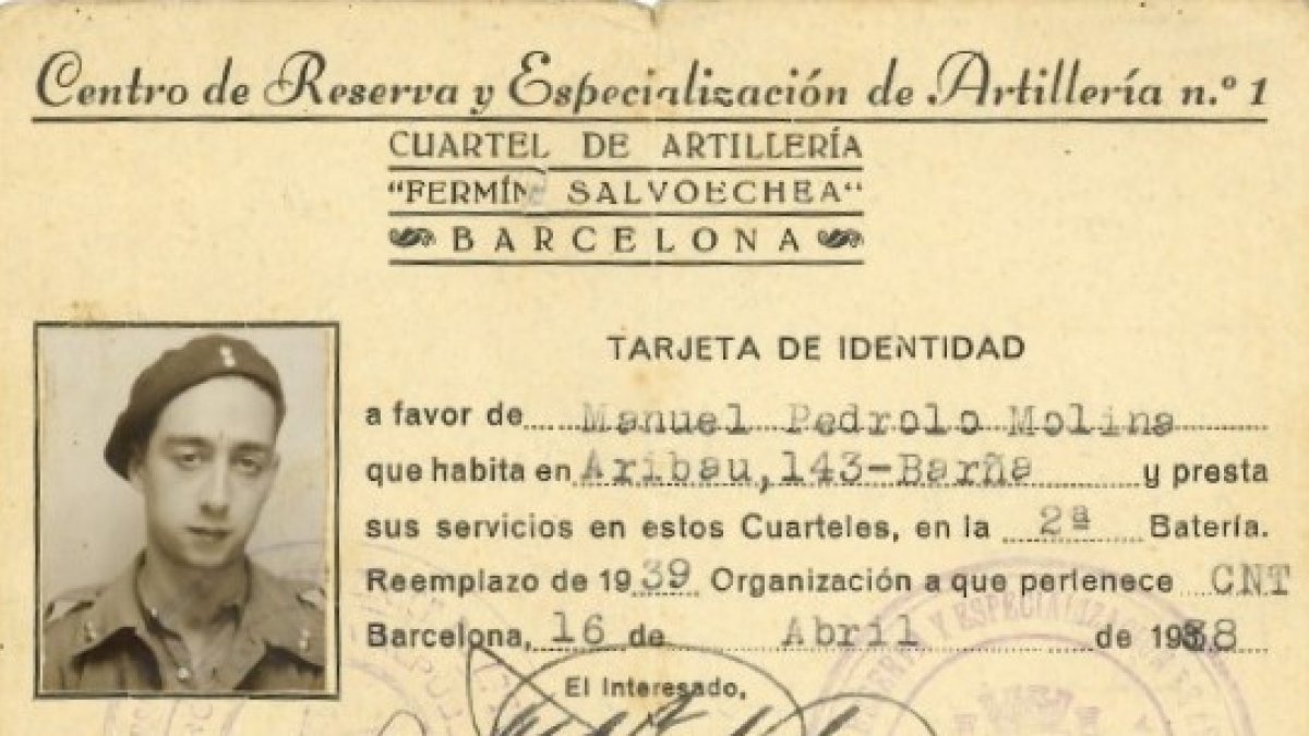 Tarjeta militar de Pedrolo expedida 22 díes abans d’arribar a l’Hospitalet de l’Infant