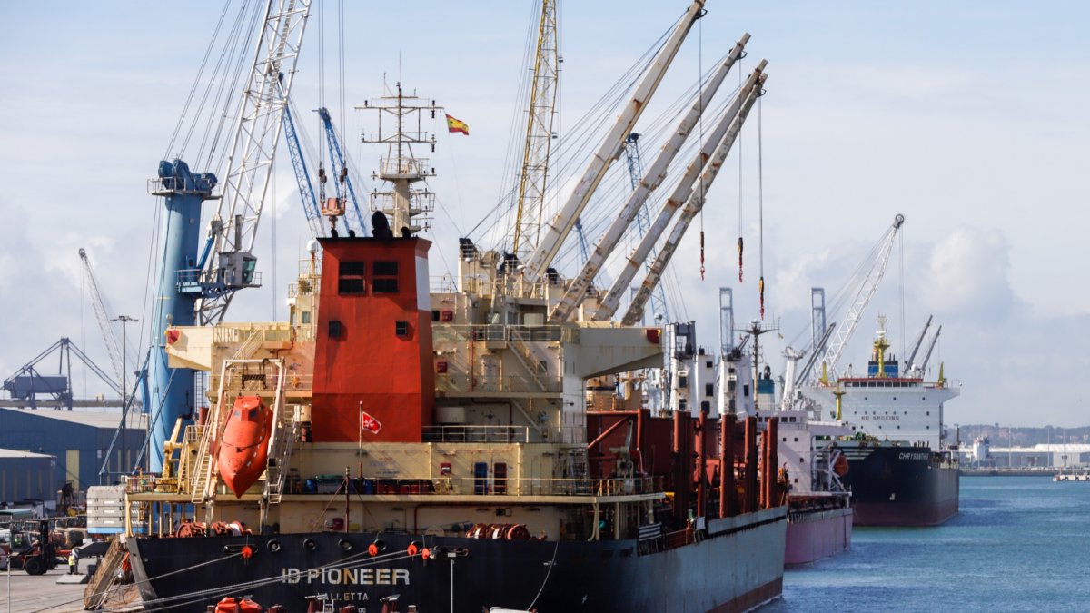 Carga y descarga de mercancías en el Port de Tarragona.