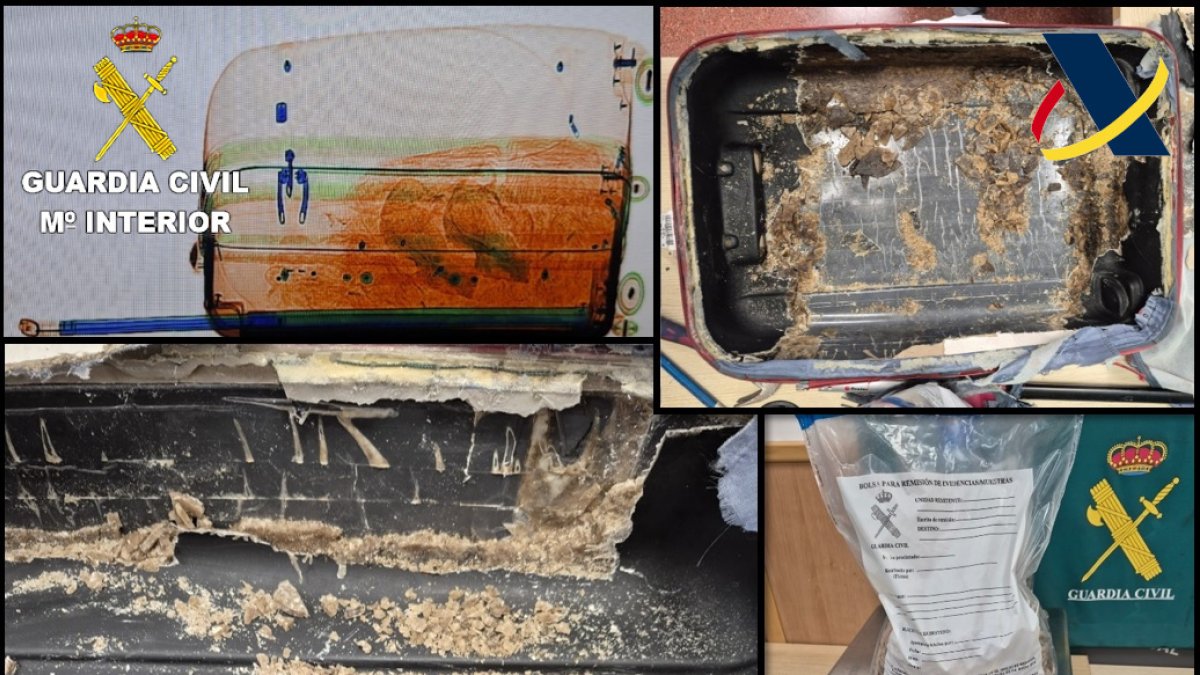 Imagen de la droga hallada en el interior de la maleta
