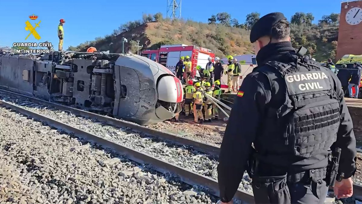 Vista del lugar del accidente de trenes cerca de Adamuz (Córdoba) este lunes