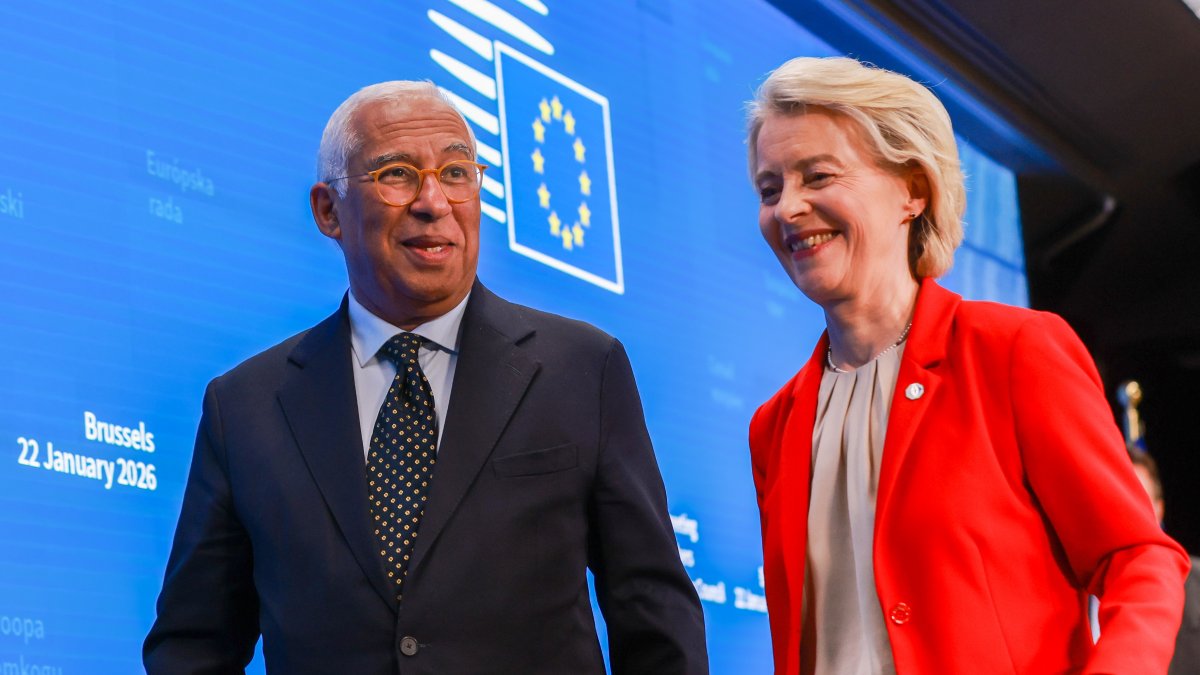 El presidente del Consejo Europeo, Antonio Costa, y la presidenta de la Comisión Europea, Ursula von der Leyen, en Bruselas.