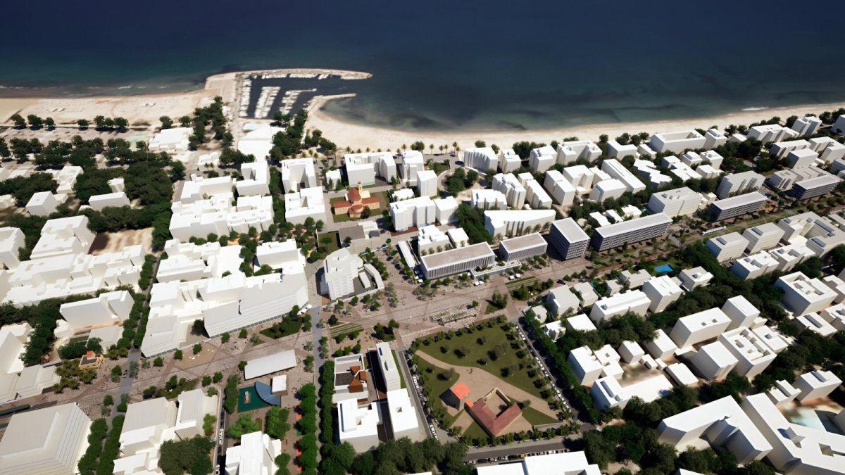 Una recreación, en vista aérea, del aspecto que tendrá la zona tras el desarrollo del proyecto.