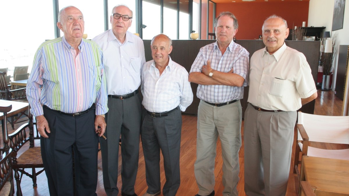 Josep Maria Plana, a la derecha, junto a Jaume Campos, Josep Gil, Faustí Andreu y Jaume Carrasco, en 2008.