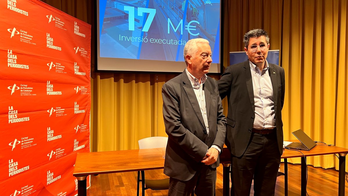 El gerente del CAT, Josep Xavier Pujol y el presidente Marc Brunet en la presentación del balance de 2025.