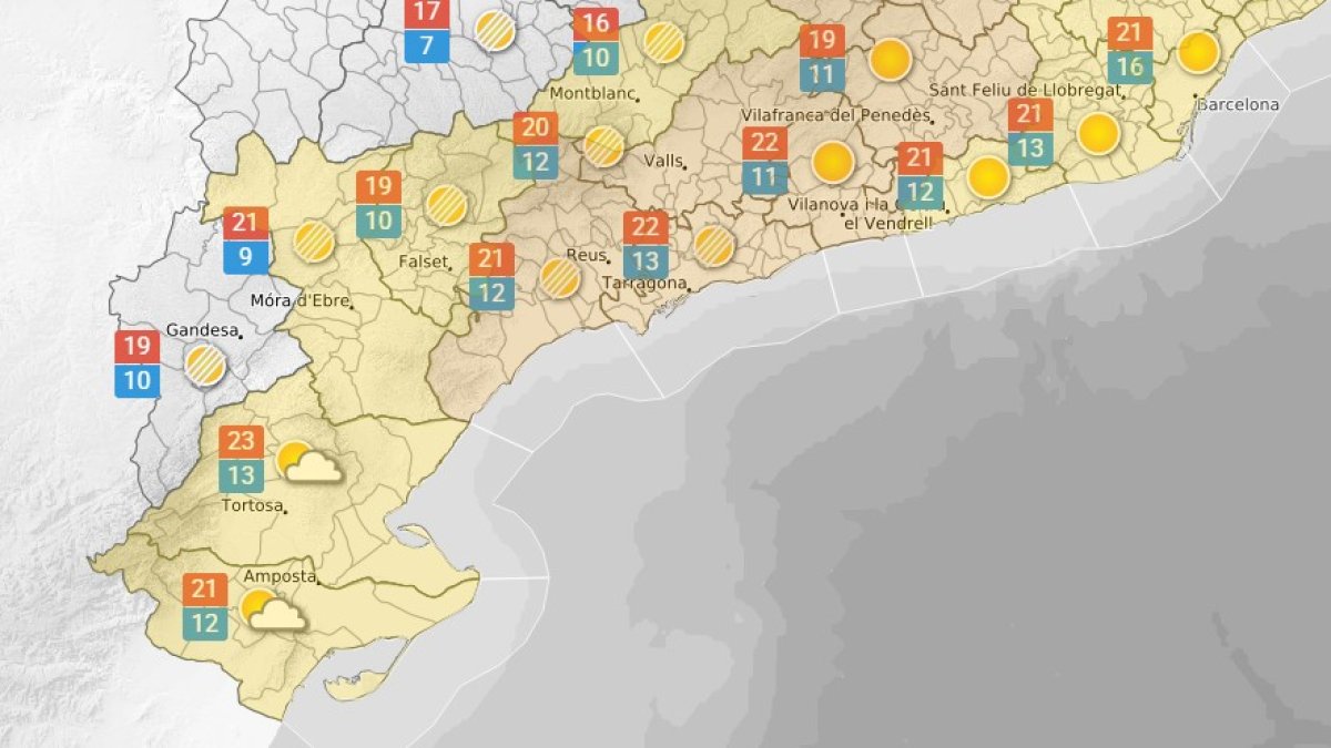 La previsió meteorològica per aquest dimecres, 11 de febrer.