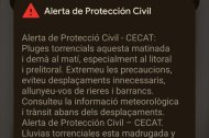 Mensaje emitido el miércoles poco después de las 21.40 para avisar de posibles lluvias fuertes en toda Catalunya.