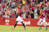 Cedric celebra su único tanto hasta el momento con el Nàstic.
