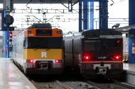 Imagen de dos trenes de Rodalies
