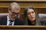 Los diputados de JxCAT Josep Maria Cruset y Miriam Nogueras durante la última sesión de control al Gobierno.