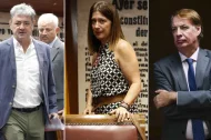 De izquierda a derecha, el empresario vasco Antxon Alonso, dueño de la empresa Servinabar; Leire Díez, y el expresidente de la SEPI, Vicente Fernández.