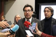 El secretario de Empresa i Competitivitat, Jaume Baró, atiende a los medios de comunicación