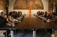 Reunión entre miembros del Govern y representantes de sindicatos para informar del caos en Rodalies