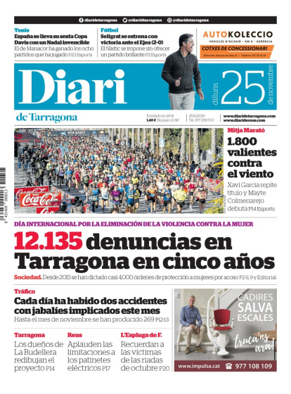 Lea la portada del Diari de este lunes, 25 de noviembre de 2019