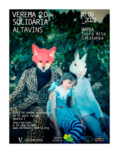 Cartel de la ‘Verema Solidària’ que se celebrará en la bodega Altavins Viticultors, en Batea.