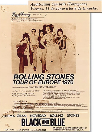 El cartel del concierto de los Rolling que se iba a celebrar en Cambrils en 1976.
