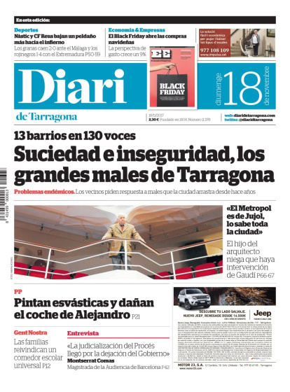 Lea la portada del Diari del 18/11/2018