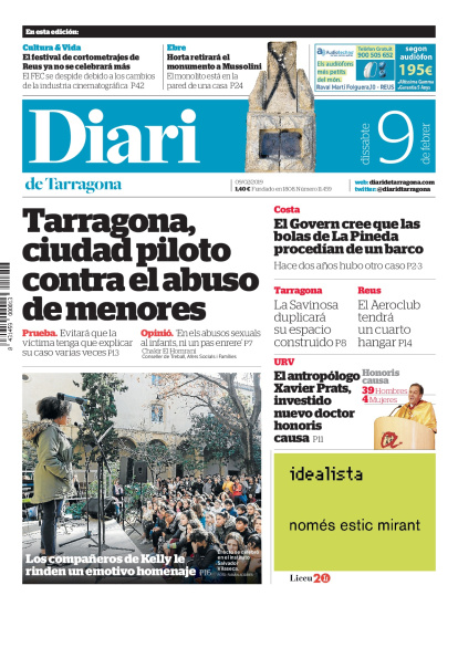 Lea la portada del Diari del sábado 09/02/2019
