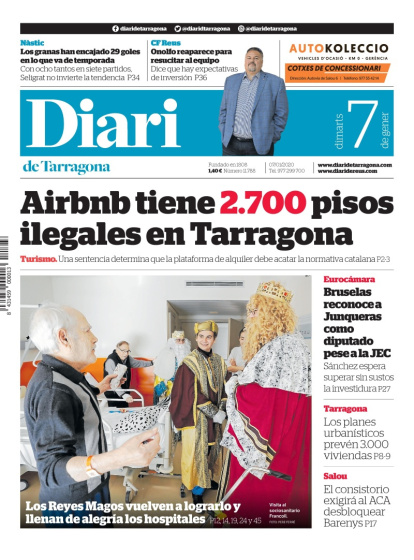 Lea la portada del Diari de Tarragona de este martes, 7 de enero de 2020