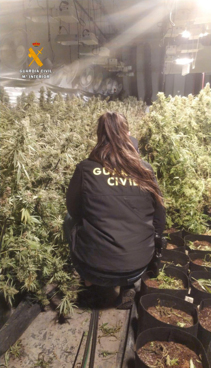 Una agente con la droga de fondo.