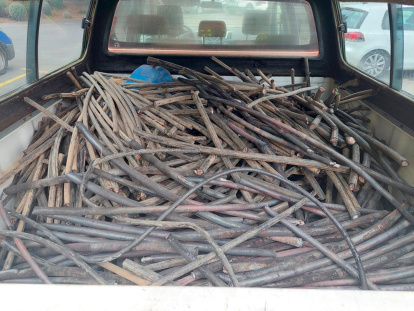 El cableado recuperado en otra barraca, donde se habría provocado un incendio para separar el cobre del plástico.