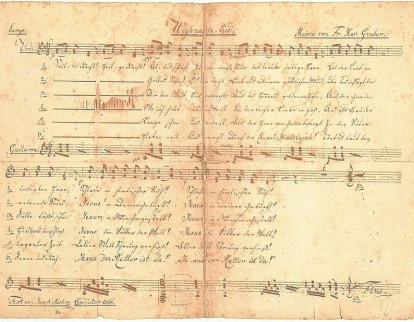 ‘Noche de Paz’, manuscrito original de Josef Mohr, 1816.