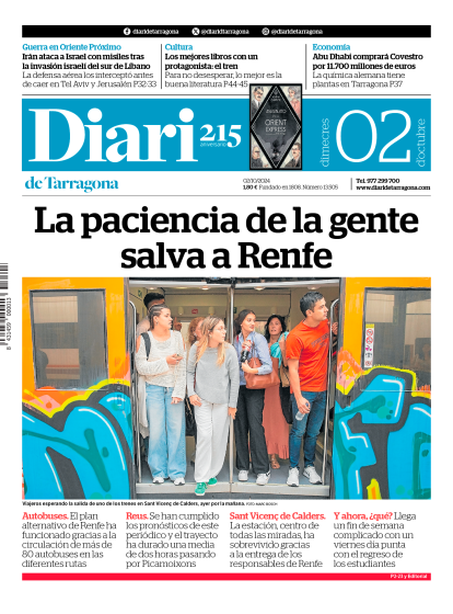 Portada del Diari del miércoles 2 de octubre de 2024