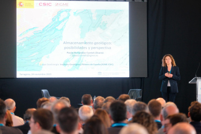 Ponencia de Paula Fernández-Canteli, del Instituto Geológico y Minero, sobre almacenamiento de CO2, en Tarragona.