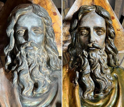 El antes y después de una de las piezas restauradas.