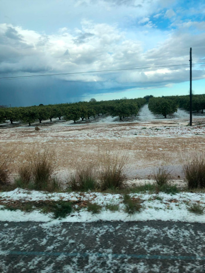 Imagen de la granizada en Santa Bàrbara.