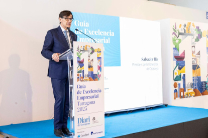 El president de la Generalitat, Salvador Illa, durante su discurso.
